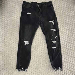 Distressed Black Women's Jeans